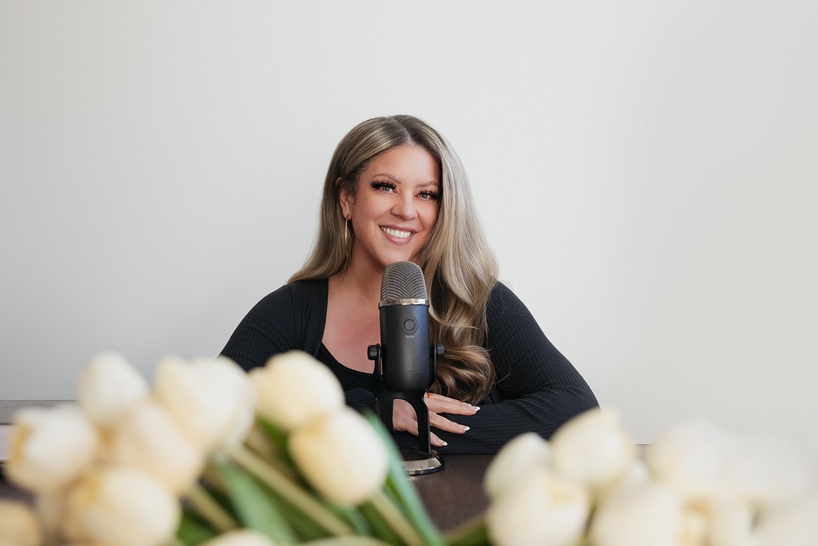 Julie Wagner recording the Leadership Clearly Podcast
